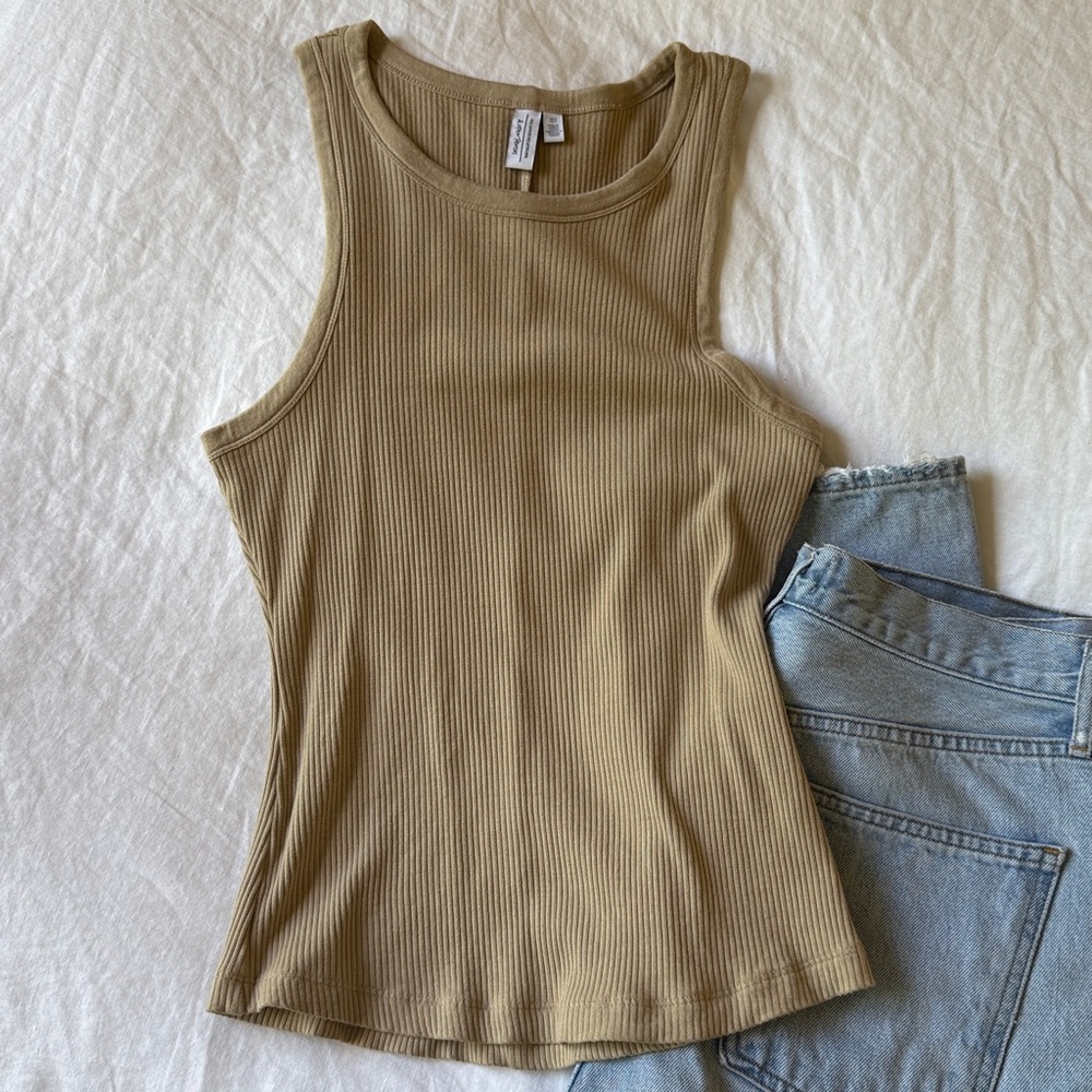 & Other Stories Tan Ribbed Tank Top